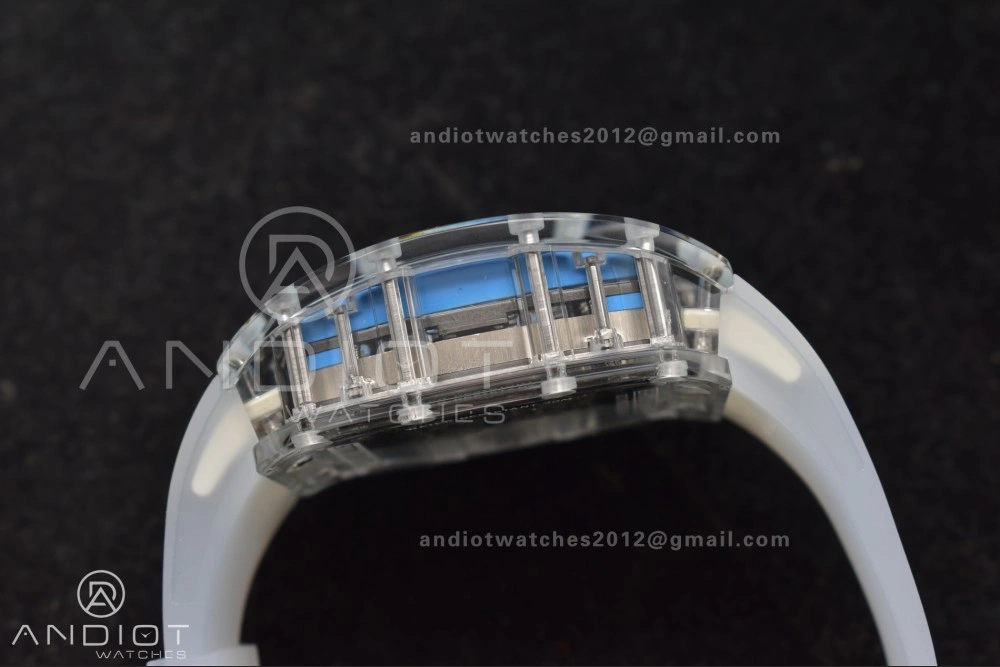 EyeCatching RM56-02 Transparent Tourbillon RMF Best Edition Skeleton Blue Dial on Transparent Rubber Strap 1241