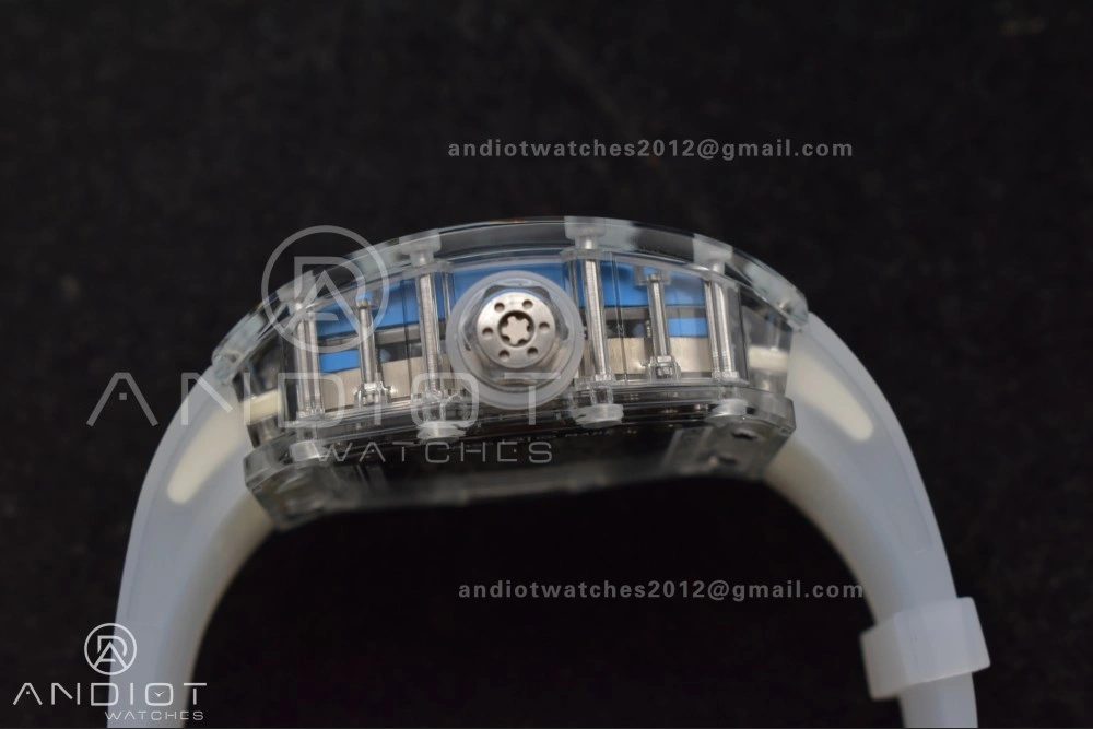 EyeCatching RM56-02 Transparent Tourbillon RMF Best Edition Skeleton Blue Dial on Transparent Rubber Strap 1241