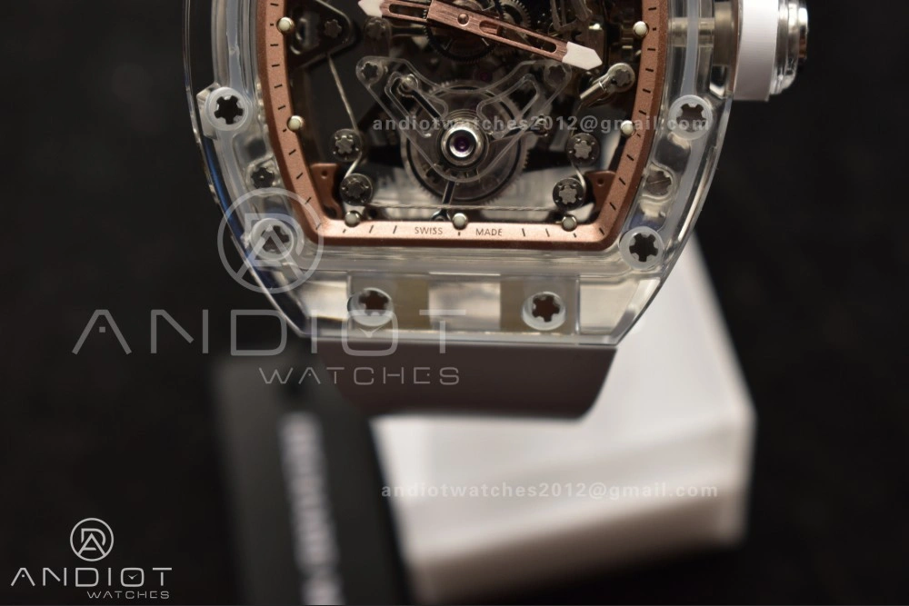 RM56-02 Transparent Tourbillon RMF Best Edition Skeleton Gold Dial on White Rubber Strap Classic 1240