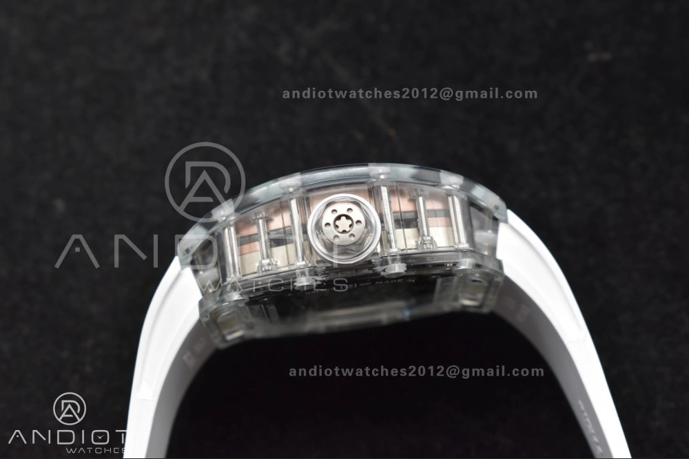 RM56-02 Transparent Tourbillon RMF Best Edition Skeleton Gold Dial on White Rubber Strap Classic 1240