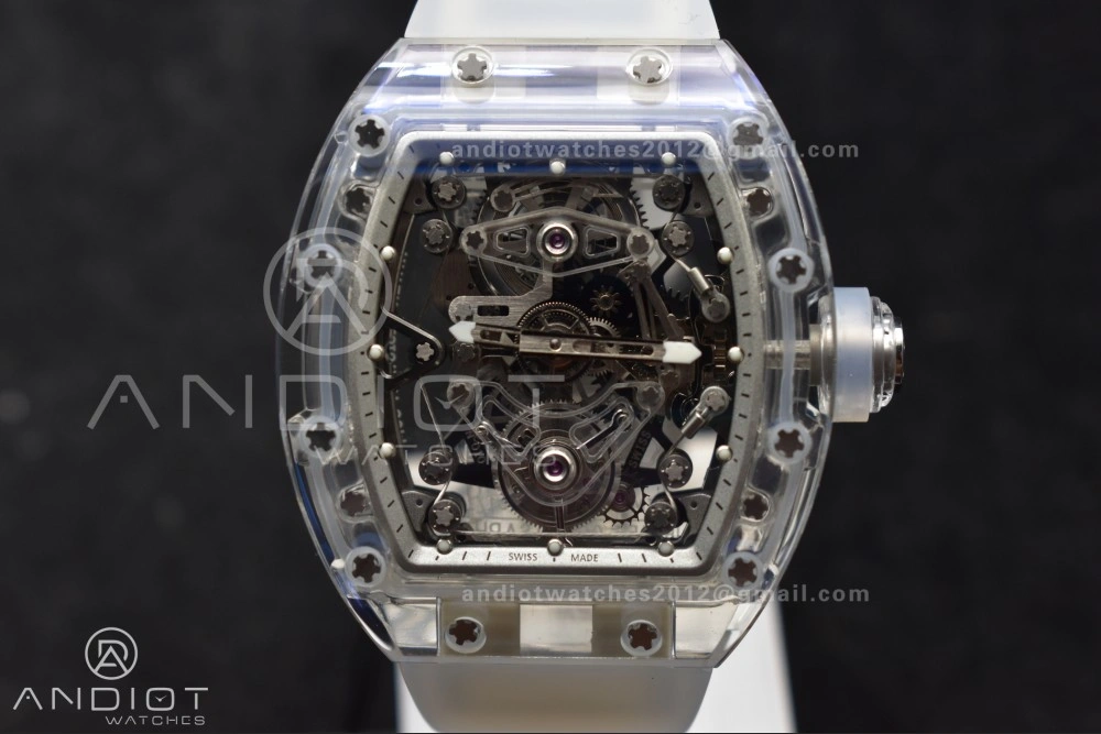 RM56-02 Transparent Tourbillon RMF Best Edition Skeleton White Dial on Transparent Rubber Strap EasyCare 1238
