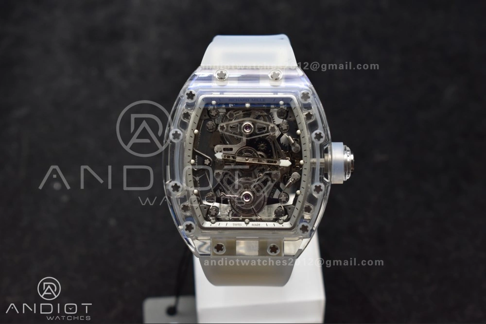 RM56-02 Transparent Tourbillon RMF Best Edition Skeleton White Dial on Transparent Rubber Strap EasyCare 1238