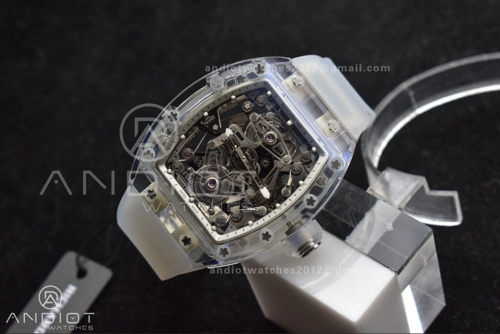 RM56-02 Transparent Tourbillon RMF Best Edition Skeleton White Dial on Transparent Rubber Strap EasyCare 1238