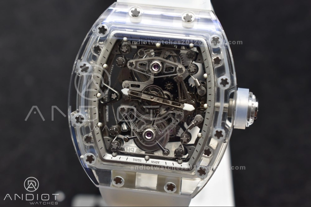 RM56-02 Transparent Tourbillon RMF Best Edition Skeleton White Dial on Transparent Rubber Strap EasyCare 1238