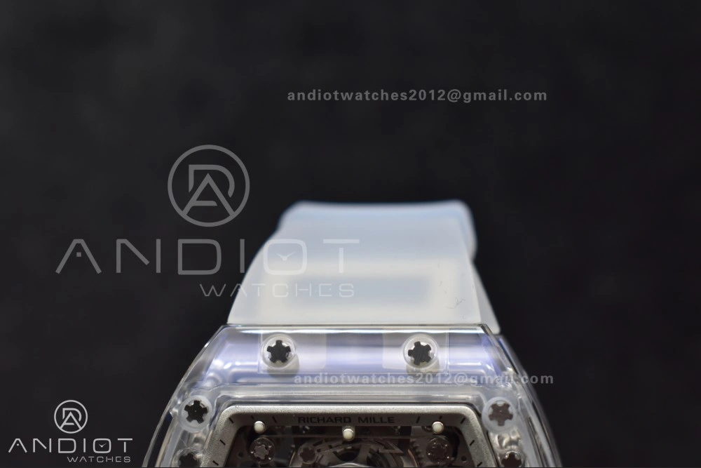 RM56-02 Transparent Tourbillon RMF Best Edition Skeleton White Dial on Transparent Rubber Strap EasyCare 1238