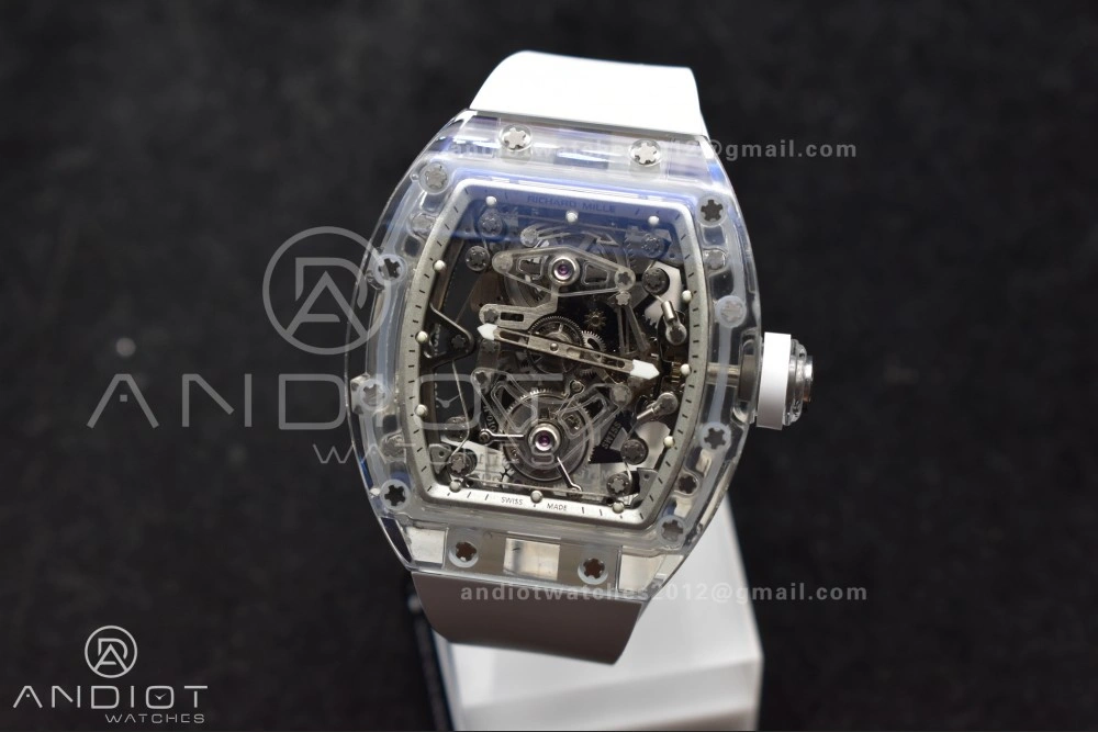 TravelReady RM56-02 Transparent Tourbillon RMF Best Edition Skeleton White Dial on White Rubber Strap 1256