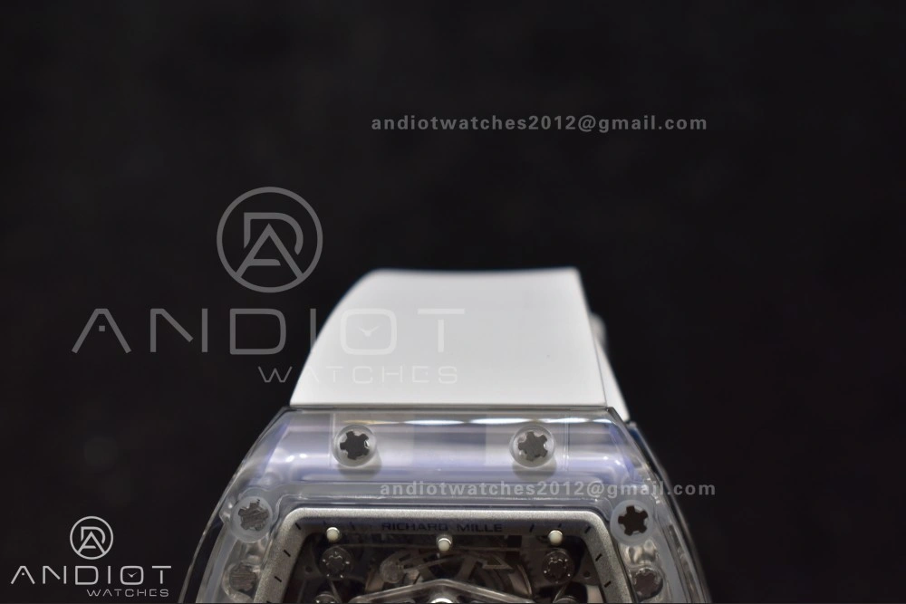 TravelReady RM56-02 Transparent Tourbillon RMF Best Edition Skeleton White Dial on White Rubber Strap 1256