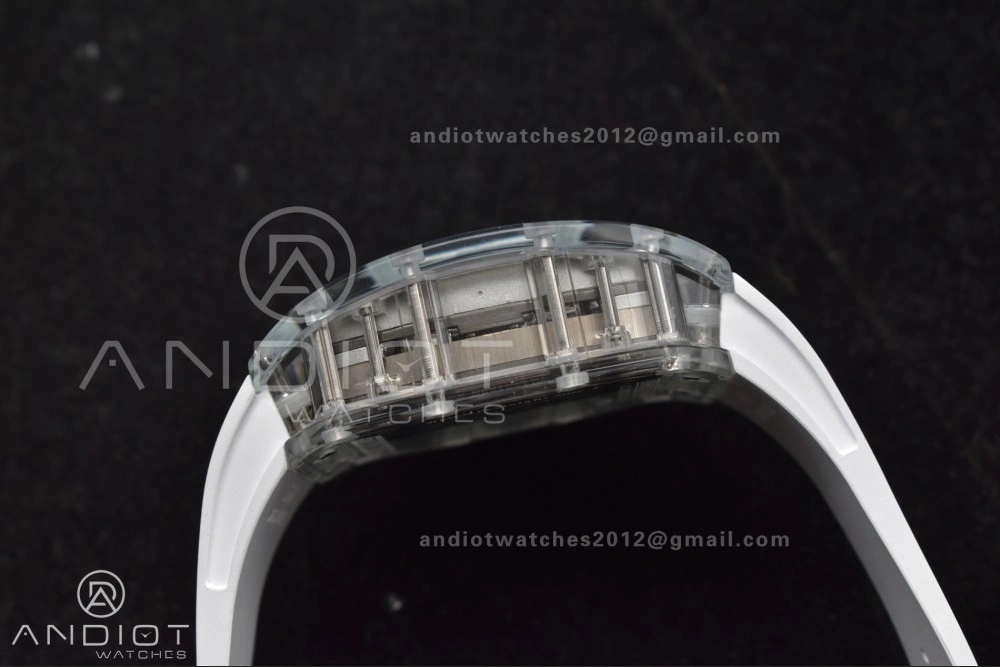 TravelReady RM56-02 Transparent Tourbillon RMF Best Edition Skeleton White Dial on White Rubber Strap 1256