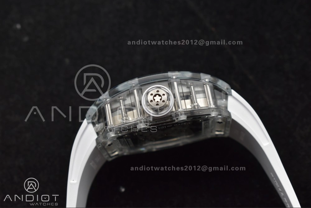 TravelReady RM56-02 Transparent Tourbillon RMF Best Edition Skeleton White Dial on White Rubber Strap 1256