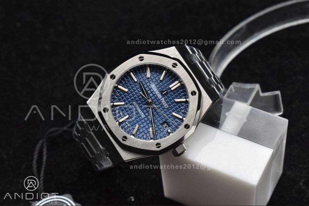 Royal Oak 37mm 15450 SS ZF 1:1 Best Edition Blue Textured Dial on SS Bracelet SA3120 Super Clone BestValue 1029