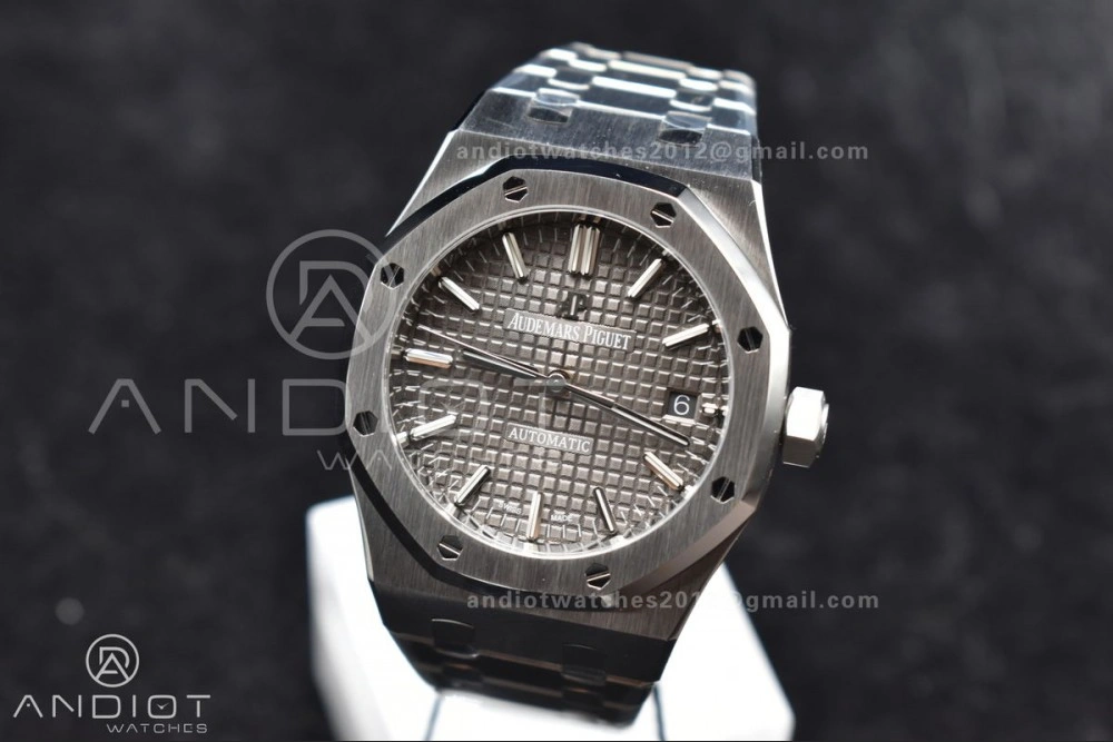 Royal Oak 37mm 15450 SS ZF 1:1 Best Edition Gray Textured Dial on SS Bracelet SA3120 Super Clone Reliable 112