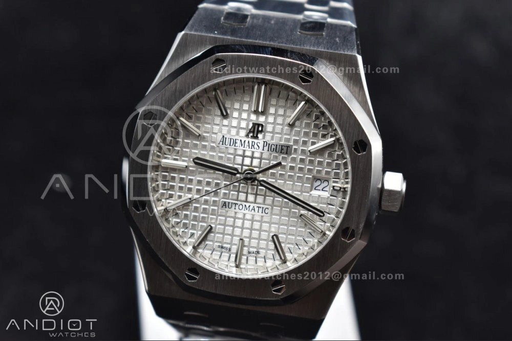 Snug Royal Oak 37mm 15450 SS ZF 1:1 Best Edition White Textured Dial on SS Bracelet SA3120 Super Clone 103
