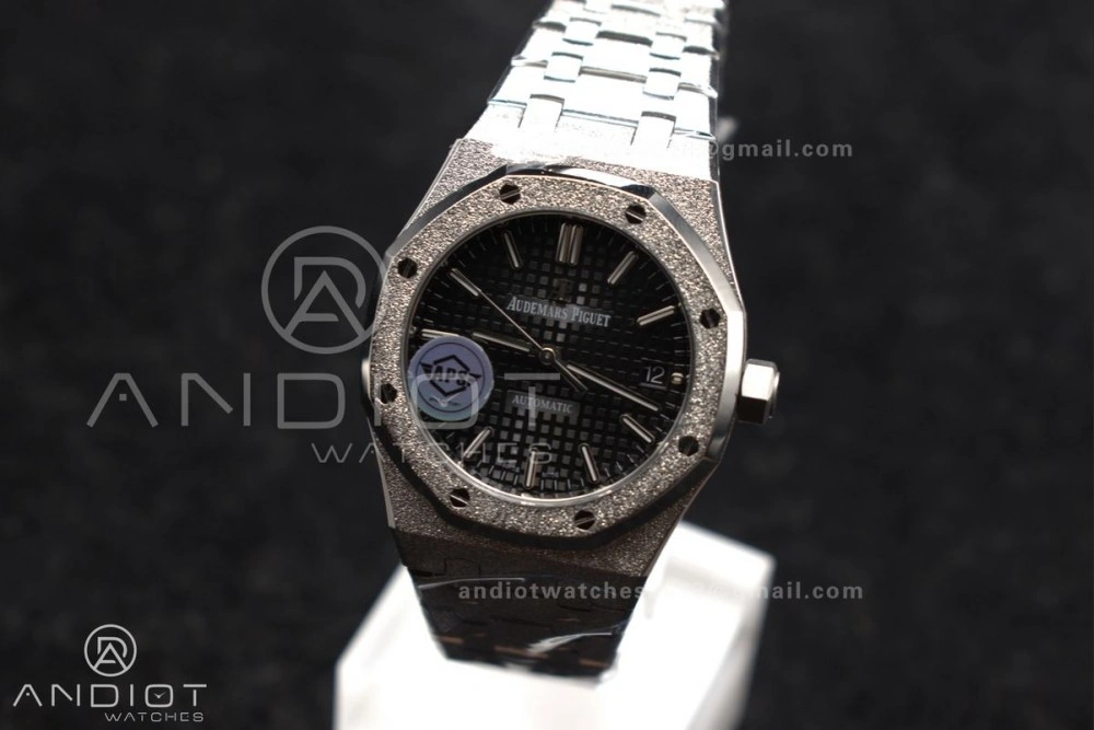 StreetReady Royal Oak 37mm 15454 Frosted SS APSF 1:1 Best Edition Black Textured Dial On SS Bracelet SA3120 Super Clone 118