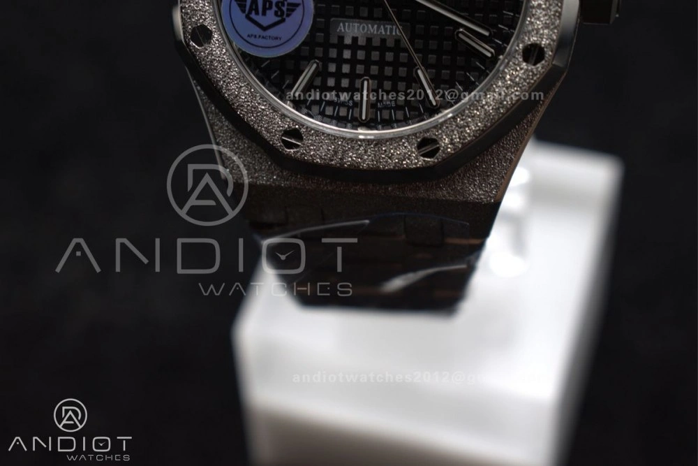 Royal Oak 37mm 15454 Frosted SS APSF 1:1 Best Edition Black Textured Dial On SS Bracelet SA3120 Super Clone Thermal 1034
