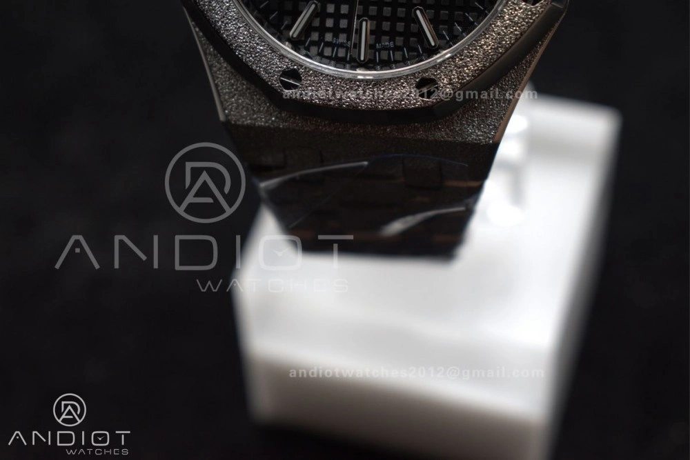 Royal Oak 37mm 15454 Frosted SS APSF 1:1 Best Edition Black Textured Dial On SS Bracelet SA3120 Super Clone Thermal 1034