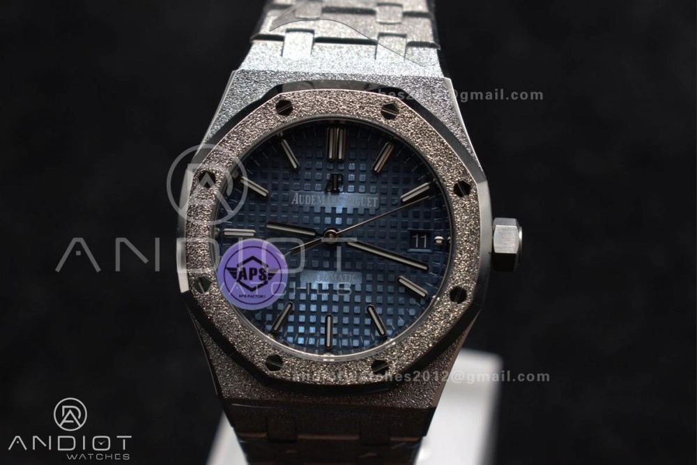 Royal Oak 37mm 15454 Frosted SS APSF 1:1 Best Edition Blue Textured Dial On SS Bracelet SA3120 Super Clone WellDesigned 98