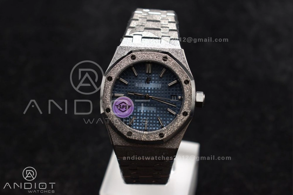 Royal Oak 37mm 15454 Frosted SS APSF 1:1 Best Edition Blue Textured Dial On SS Bracelet SA3120 Super Clone WellDesigned 98