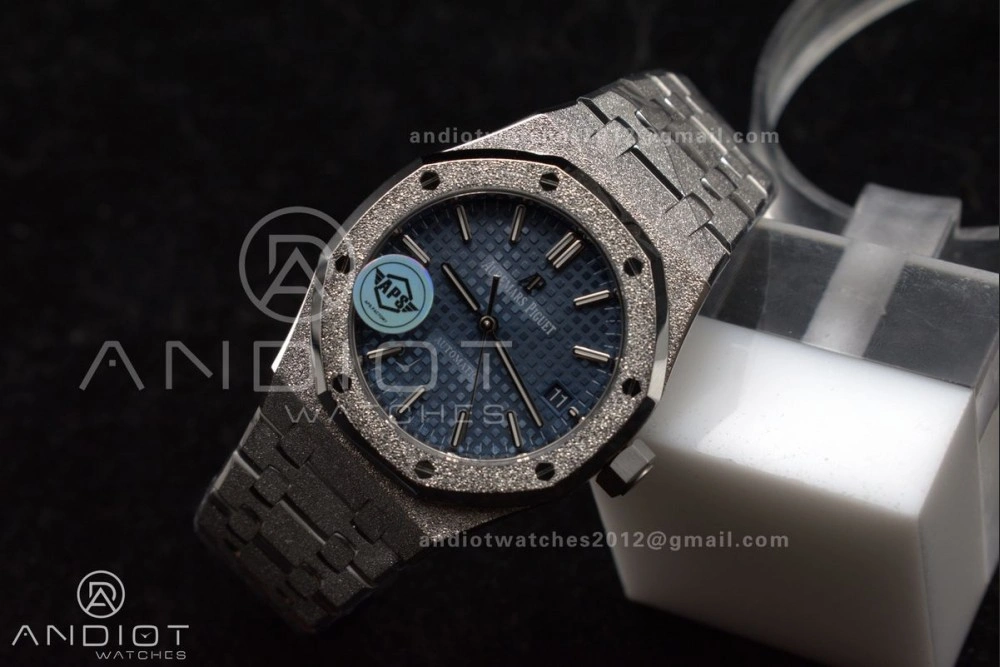Royal Oak 37mm 15454 Frosted SS APSF 1:1 Best Edition Blue Textured Dial On SS Bracelet SA3120 Super Clone WellDesigned 98