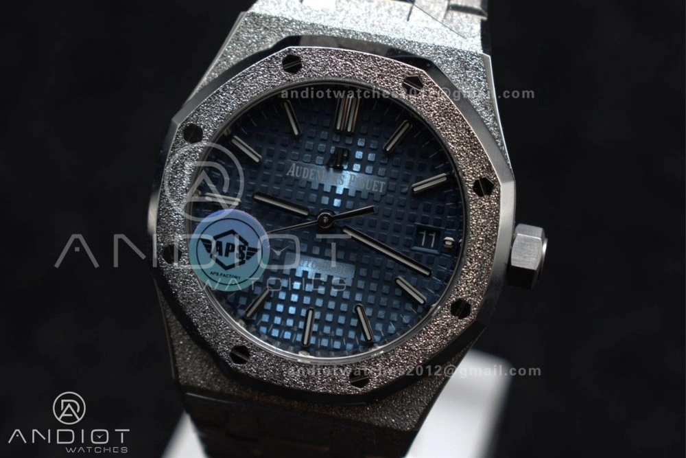 Royal Oak 37mm 15454 Frosted SS APSF 1:1 Best Edition Blue Textured Dial On SS Bracelet SA3120 Super Clone WellDesigned 98