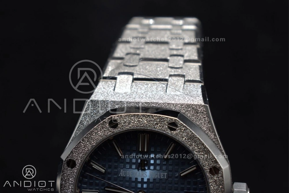 Royal Oak 37mm 15454 Frosted SS APSF 1:1 Best Edition Blue Textured Dial On SS Bracelet SA3120 Super Clone WellDesigned 98