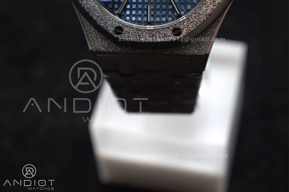 Royal Oak 37mm 15454 Frosted SS APSF 1:1 Best Edition Blue Textured Dial On SS Bracelet SA3120 Super Clone WellDesigned 98