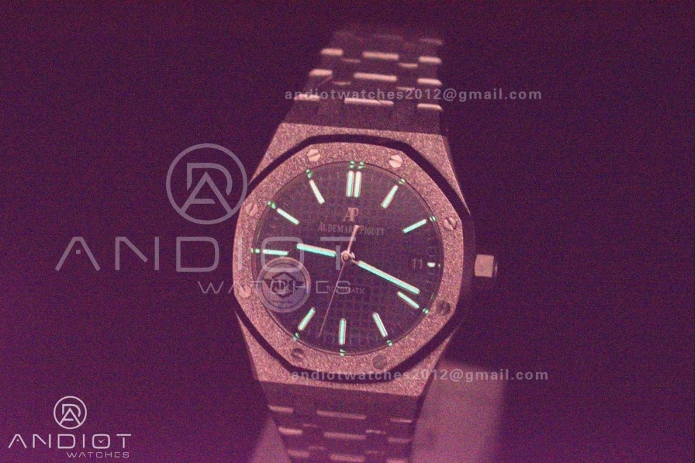Royal Oak 37mm 15454 Frosted SS APSF 1:1 Best Edition Blue Textured Dial On SS Bracelet SA3120 Super Clone WellDesigned 98