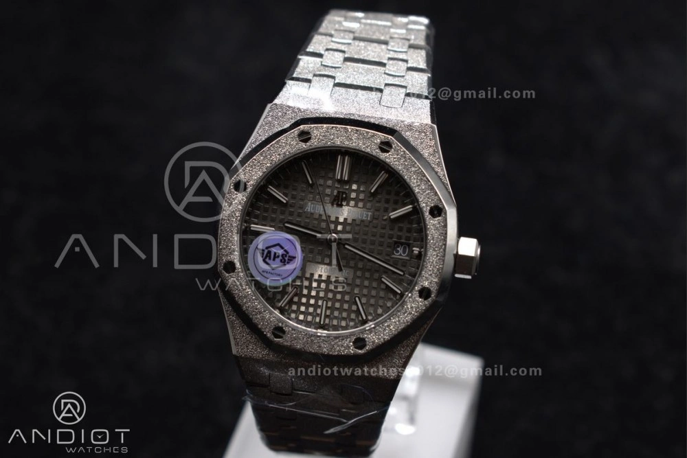 Tailored Royal Oak 37mm 15454 Frosted SS APSF 1:1 Best Edition Grey Textured Dial on SS Bracelet SA3120 Super Clone 100