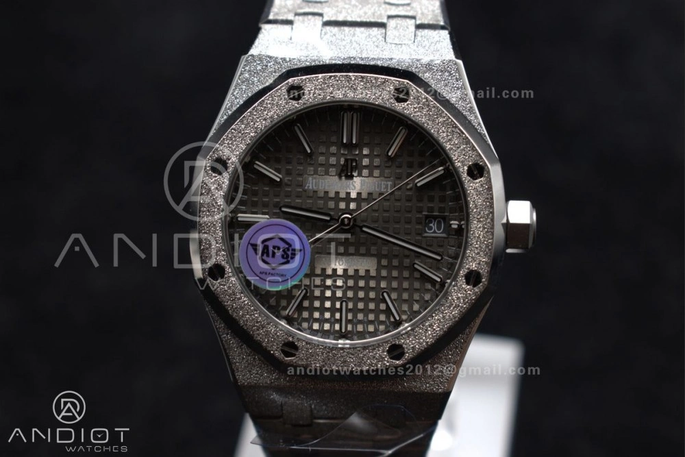Tailored Royal Oak 37mm 15454 Frosted SS APSF 1:1 Best Edition Grey Textured Dial on SS Bracelet SA3120 Super Clone 100
