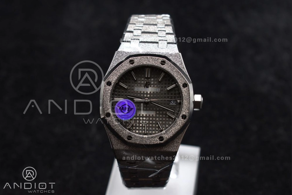 Tailored Royal Oak 37mm 15454 Frosted SS APSF 1:1 Best Edition Grey Textured Dial on SS Bracelet SA3120 Super Clone 100