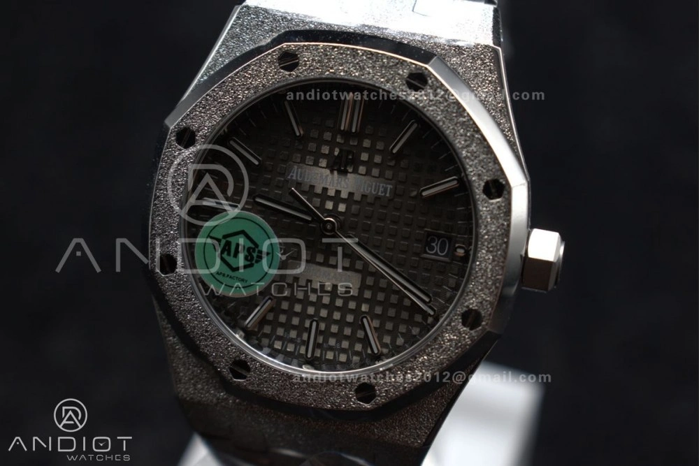 Tailored Royal Oak 37mm 15454 Frosted SS APSF 1:1 Best Edition Grey Textured Dial on SS Bracelet SA3120 Super Clone 100