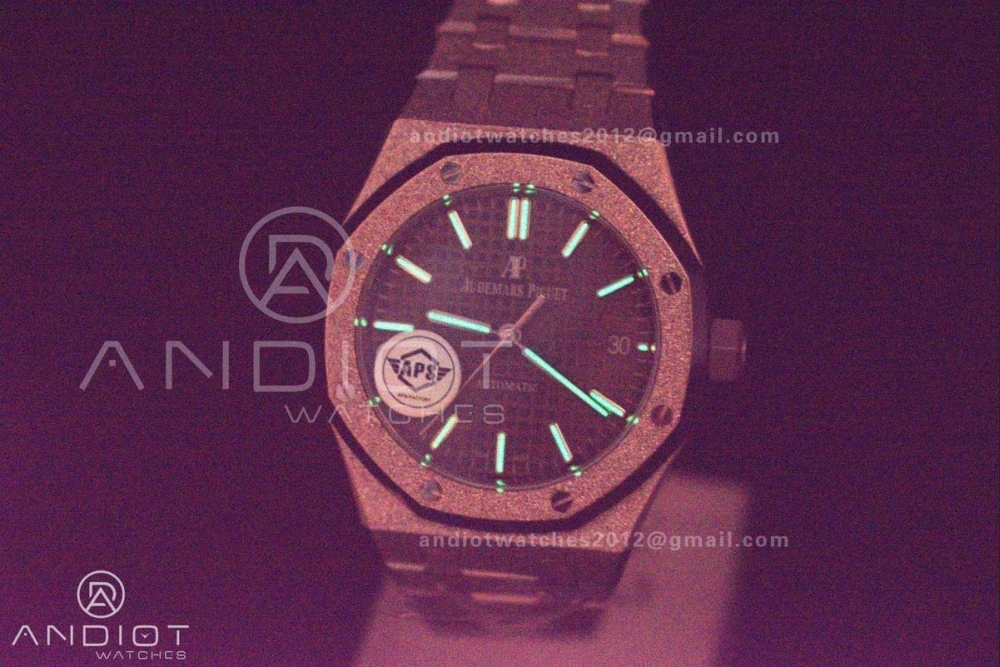 Tailored Royal Oak 37mm 15454 Frosted SS APSF 1:1 Best Edition Grey Textured Dial on SS Bracelet SA3120 Super Clone 100
