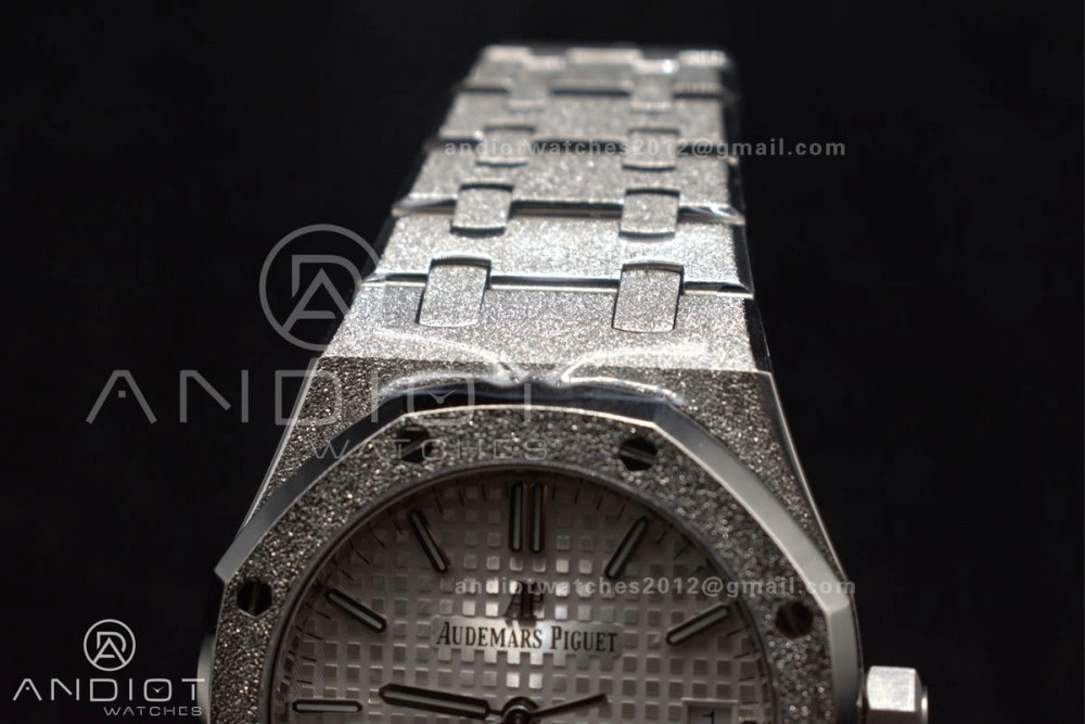 Royal Oak 37mm 15454 Frosted SS APSF 1:1 Best Edition White Textured Dial On SS Bracelet SA3120 Super Clone Affordable 1033