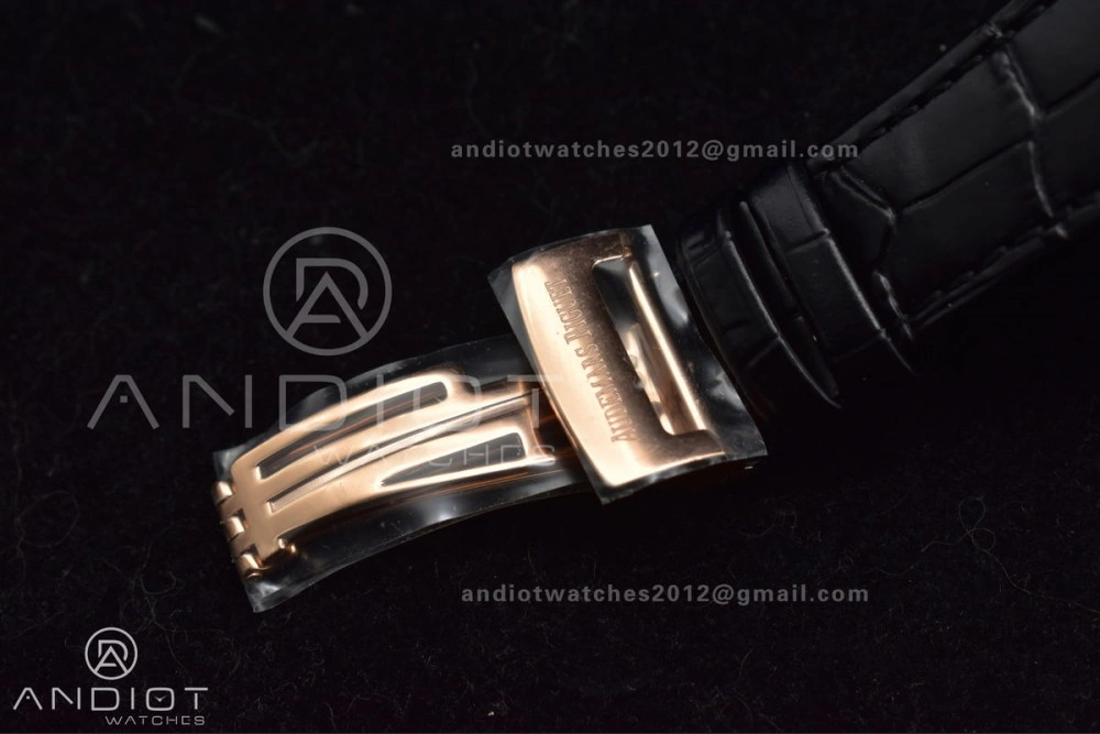 WaterResistant Royal Oak 41mm 15400 RG APSF 1:1 Best Edition Black Textured Dial on Black Leather Strap SA3120 Super Clone V 1042