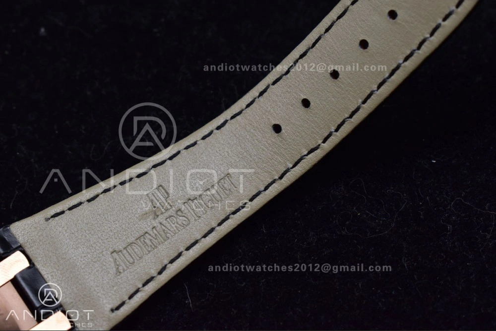 WaterResistant Royal Oak 41mm 15400 RG APSF 1:1 Best Edition Black Textured Dial on Black Leather Strap SA3120 Super Clone V 1042