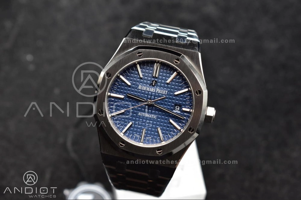 Breathable Royal Oak 41mm 15400 SS ZF 1:1 Best Edition Blue Textured Dial on SS Bracelet A 134