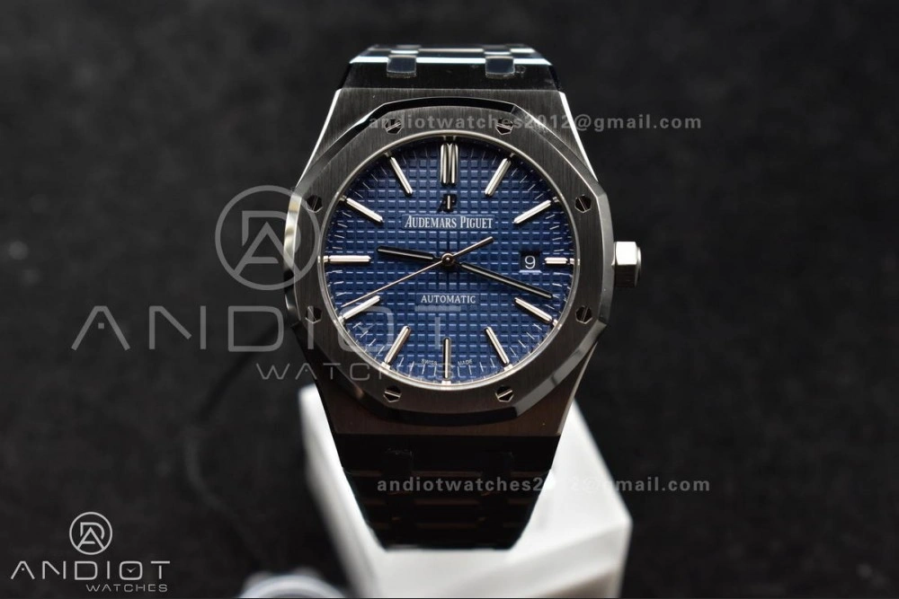 Breathable Royal Oak 41mm 15400 SS ZF 1:1 Best Edition Blue Textured Dial on SS Bracelet A 134