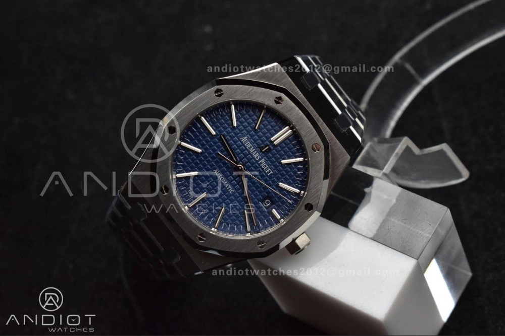 Breathable Royal Oak 41mm 15400 SS ZF 1:1 Best Edition Blue Textured Dial on SS Bracelet A 134