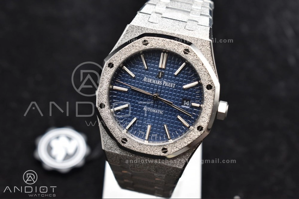 Royal Oak 41mm 15400 SS ZF 1:1 Best Edition Frosted Case Blue Textured Dial on SS Bracelet A Unisex 128