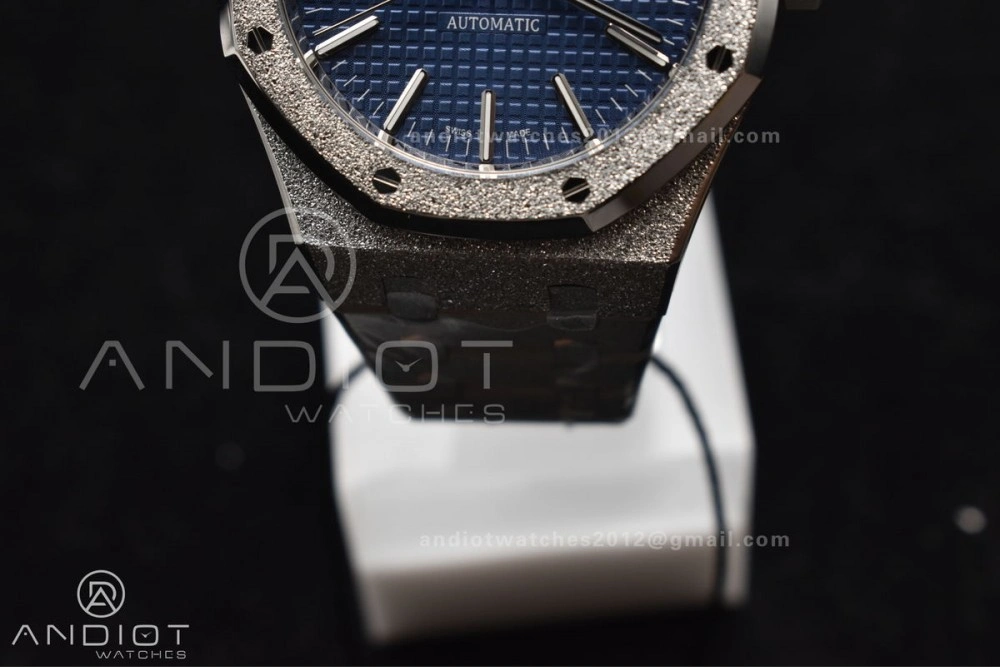 Royal Oak 41mm 15400 SS ZF 1:1 Best Edition Frosted Case Blue Textured Dial on SS Bracelet A Unisex 128