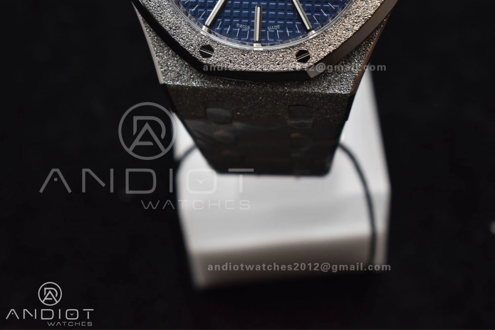 Royal Oak 41mm 15400 SS ZF 1:1 Best Edition Frosted Case Blue Textured Dial on SS Bracelet A Unisex 128