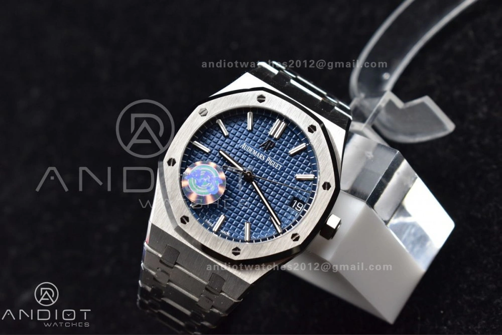 Lightweight Royal Oak 41mm 15500 SS APSF 1:1 Best Edition Blue Textured Dial on SS Bracelet A4302 Super Clone 445