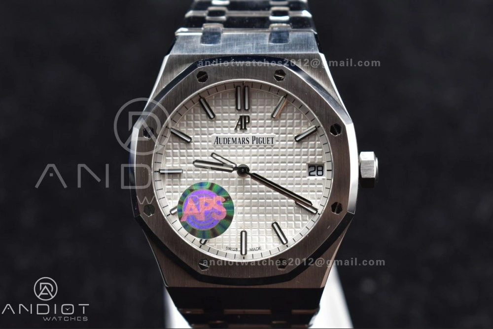 Royal Oak 41mm 15500 SS APSF 1:1 Best Edition White Textured Dial on SS Bracelet A4302 Super Clone Affordable 449