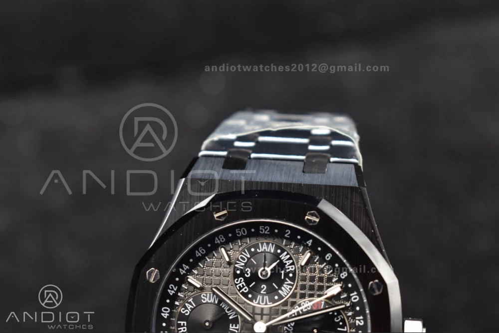 GoAnywhere Royal Oak 41mm Perpetual Calendar Black Ceramic APSF1:1 Best Edition Black Dial on Ceramic Bracelet A5134 V 1044
