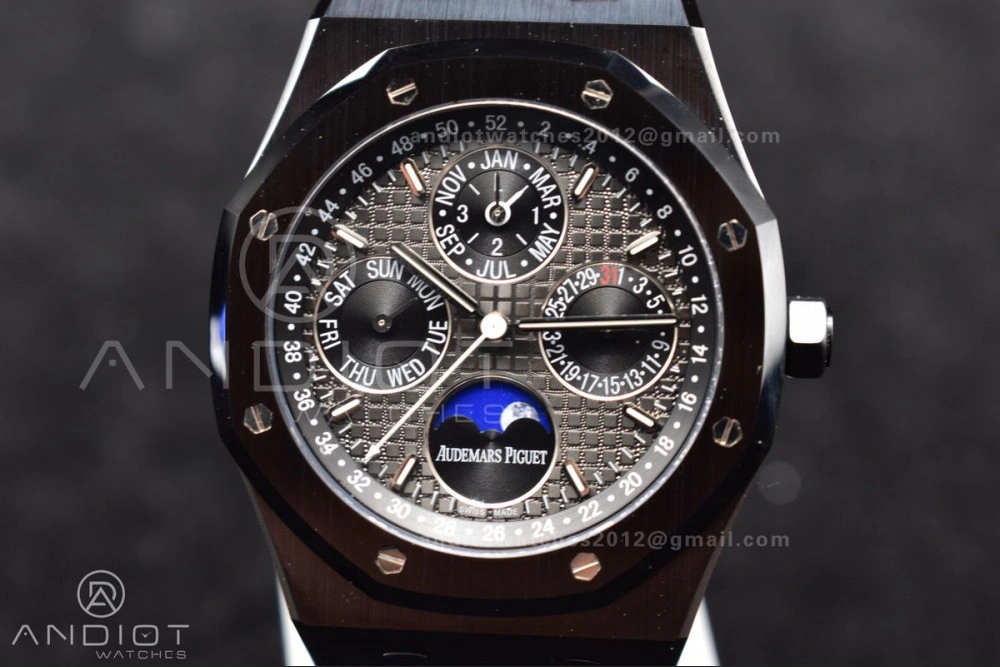 GoAnywhere Royal Oak 41mm Perpetual Calendar Black Ceramic APSF1:1 Best Edition Black Dial on Ceramic Bracelet A5134 V 1044