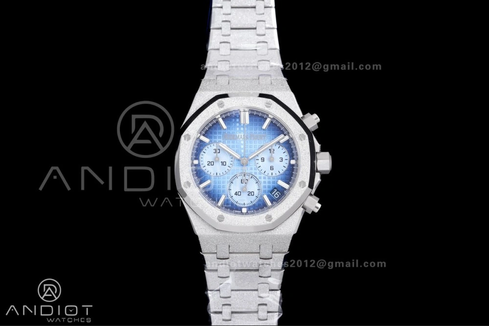 Royal Oak Chrono 26240 Frosted SS APSF 1:1 Best Edition Ice Blue Dial on Bracelet SA4401 Super Clone Unique 143