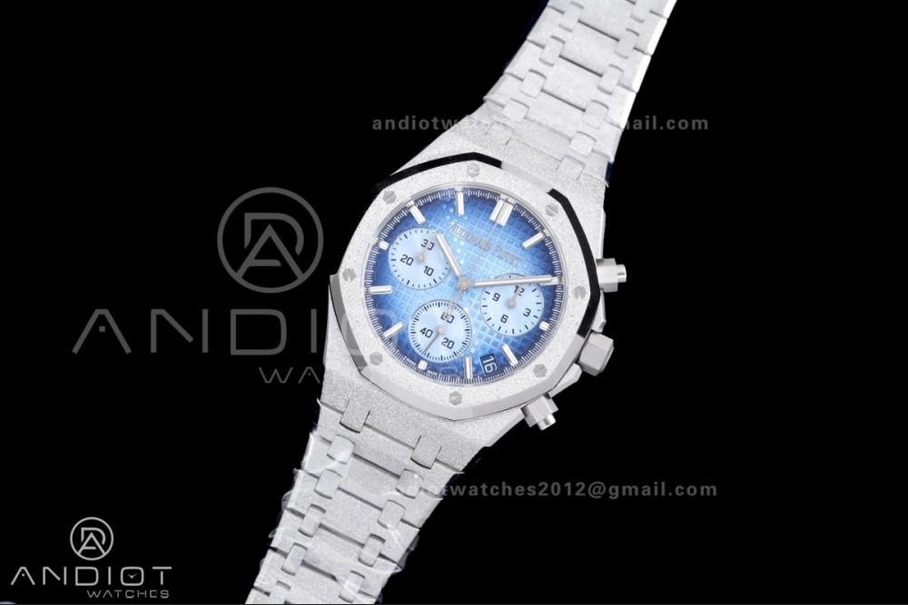 Royal Oak Chrono 26240 Frosted SS APSF 1:1 Best Edition Ice Blue Dial on Bracelet SA4401 Super Clone Unique 143