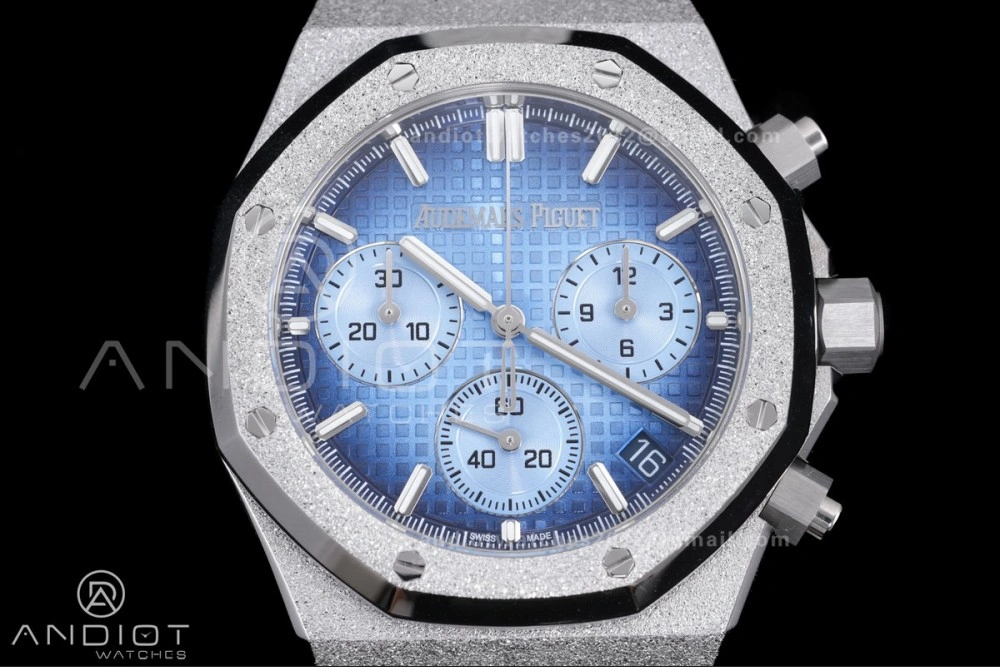 Royal Oak Chrono 26240 Frosted SS APSF 1:1 Best Edition Ice Blue Dial on Bracelet SA4401 Super Clone Unique 143
