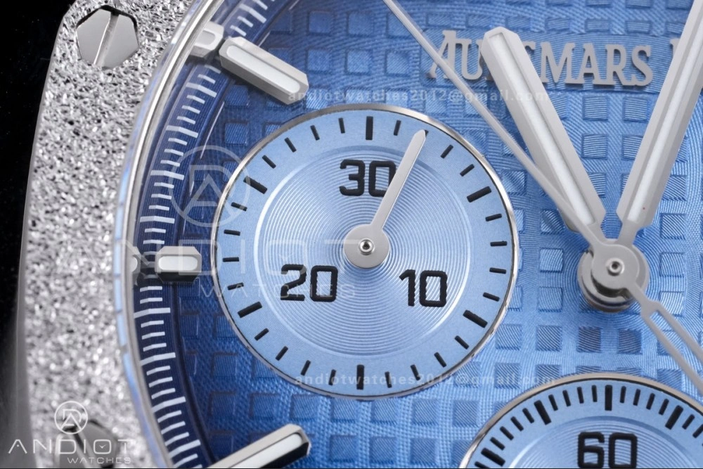 Royal Oak Chrono 26240 Frosted SS APSF 1:1 Best Edition Ice Blue Dial on Bracelet SA4401 Super Clone Unique 143