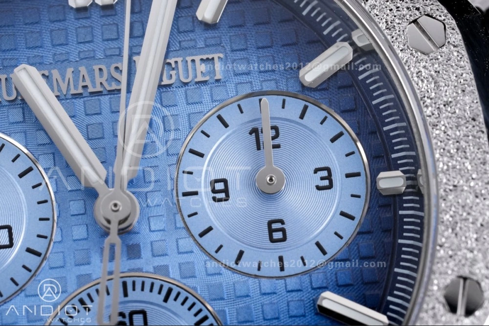 Royal Oak Chrono 26240 Frosted SS APSF 1:1 Best Edition Ice Blue Dial on Bracelet SA4401 Super Clone Unique 143
