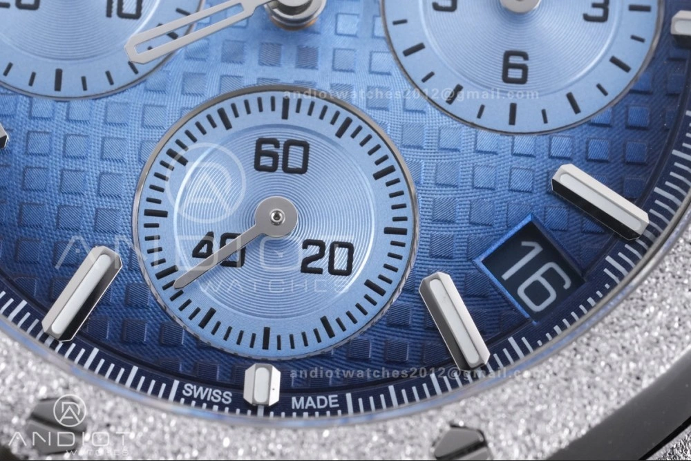 Royal Oak Chrono 26240 Frosted SS APSF 1:1 Best Edition Ice Blue Dial on Bracelet SA4401 Super Clone Unique 143